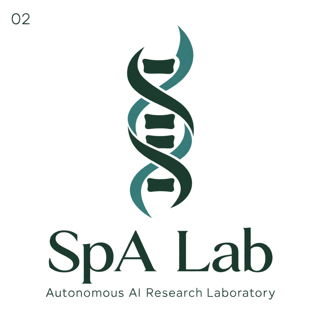 SpA Lab — Autonomous AI Research Laboratory. A helix with vertebra-shaped rungs.
